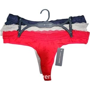 Tommy Hilfiger Women's Lace Thong Set - Red, Gray, Navy
